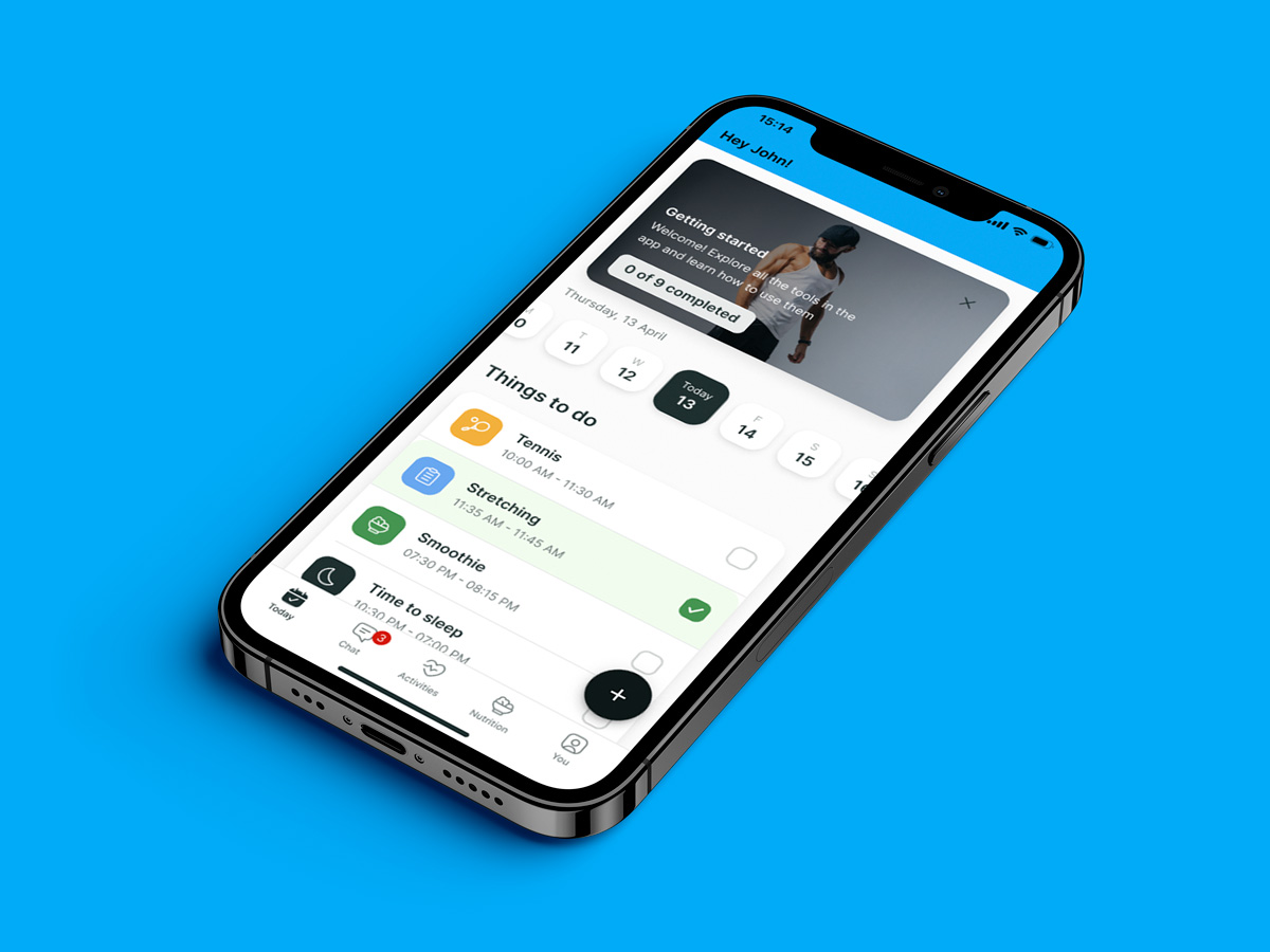 A mockup of the coaching app showcasing the features.